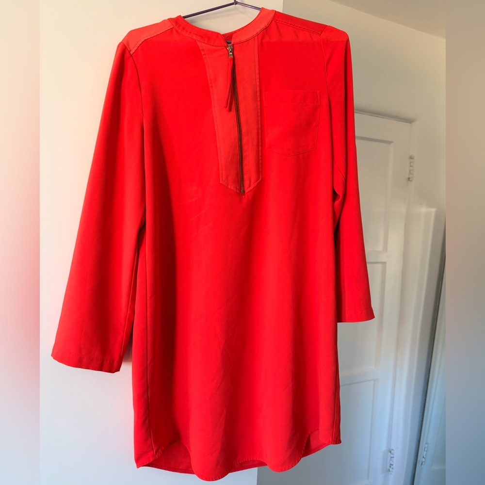 Trina Turk blood orange Kaiko Dress high neck zip
